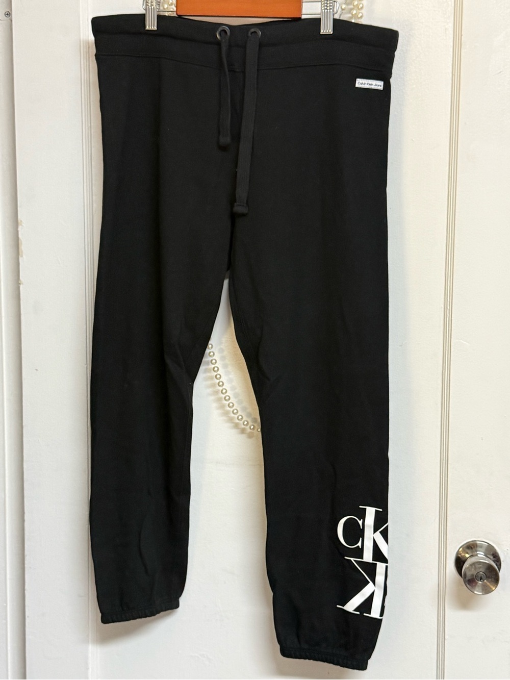 Calvin Klein Jeans Black Logo Joggers with Drawstring